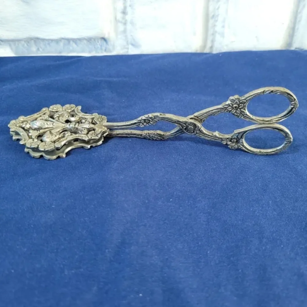Vintage Italian Fleur de Lis Biscuit or Sugar Tongs